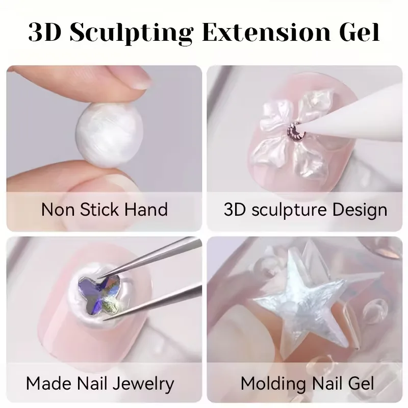 Picture 5: FOONBE Solid Non-Stick Hand Nail Extension Gel Fast Builder  Nail Gel Polish Curved 3D Patteren Reinstone Glue