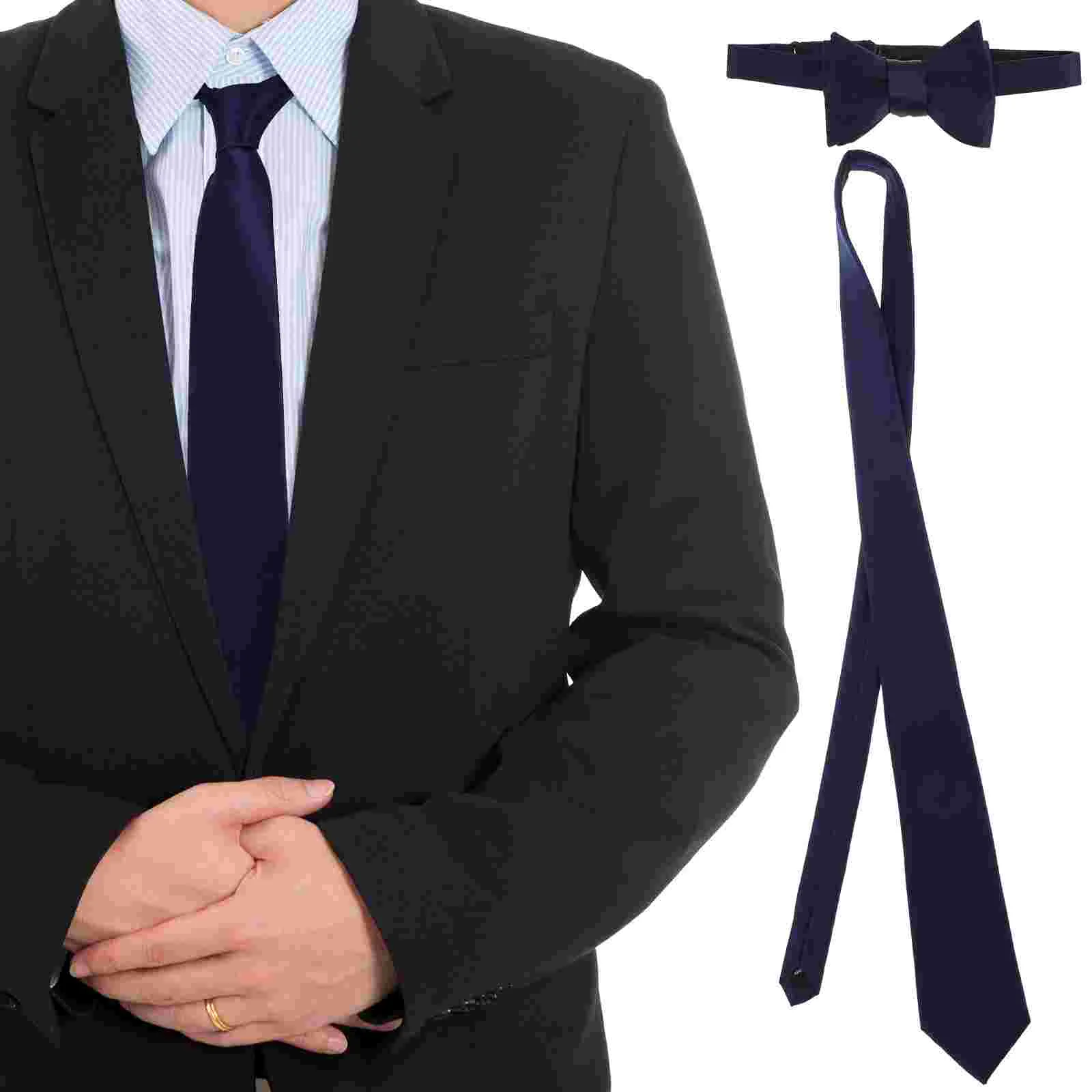 

1 Set Men Necktie Bowtie Hand Tied Bowtie Wedding Necktie Formal Bowtie Self Tie Men Tie Suit Tie Solid Bowtie Men Accessory