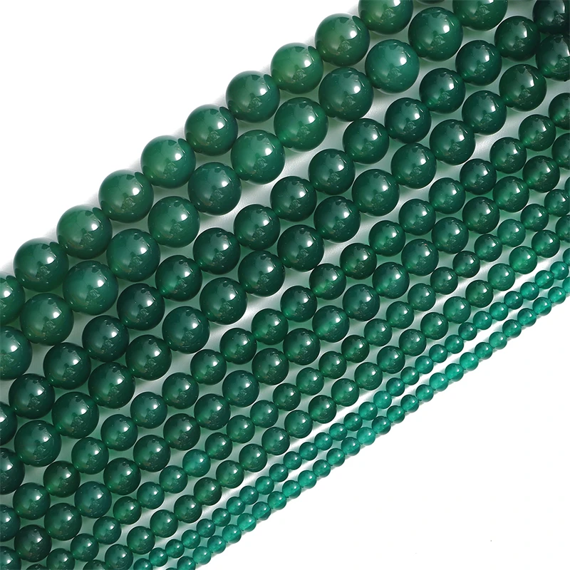 Naturstein-Perlen aus grünem Achat, rund, für die Schmuckherstellung, Mode, DIY, Armband, Halskette, Ohrringe, Halskette, Armband, Zubehör – Detail 4