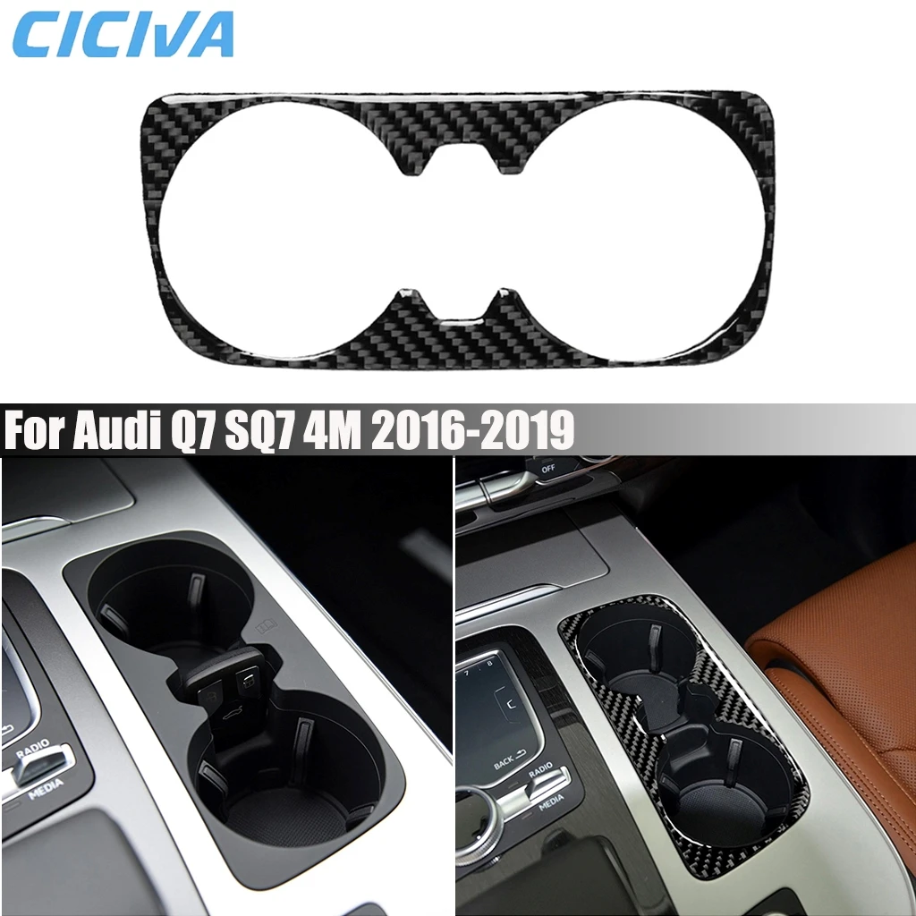 

Автомобильные аксессуары из углеродного волокна, центральный держатель для чашки, декоративная внутренняя крышка, модифицированная наклейка на отделку для Audi Q7 SQ7 4M 2016-2019