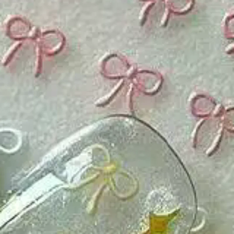 2Pcs 3D Embossed Bow Nail Stickers Multicolor Mini Bow Nail Art Decals Self Adhesive Manicure Decorations