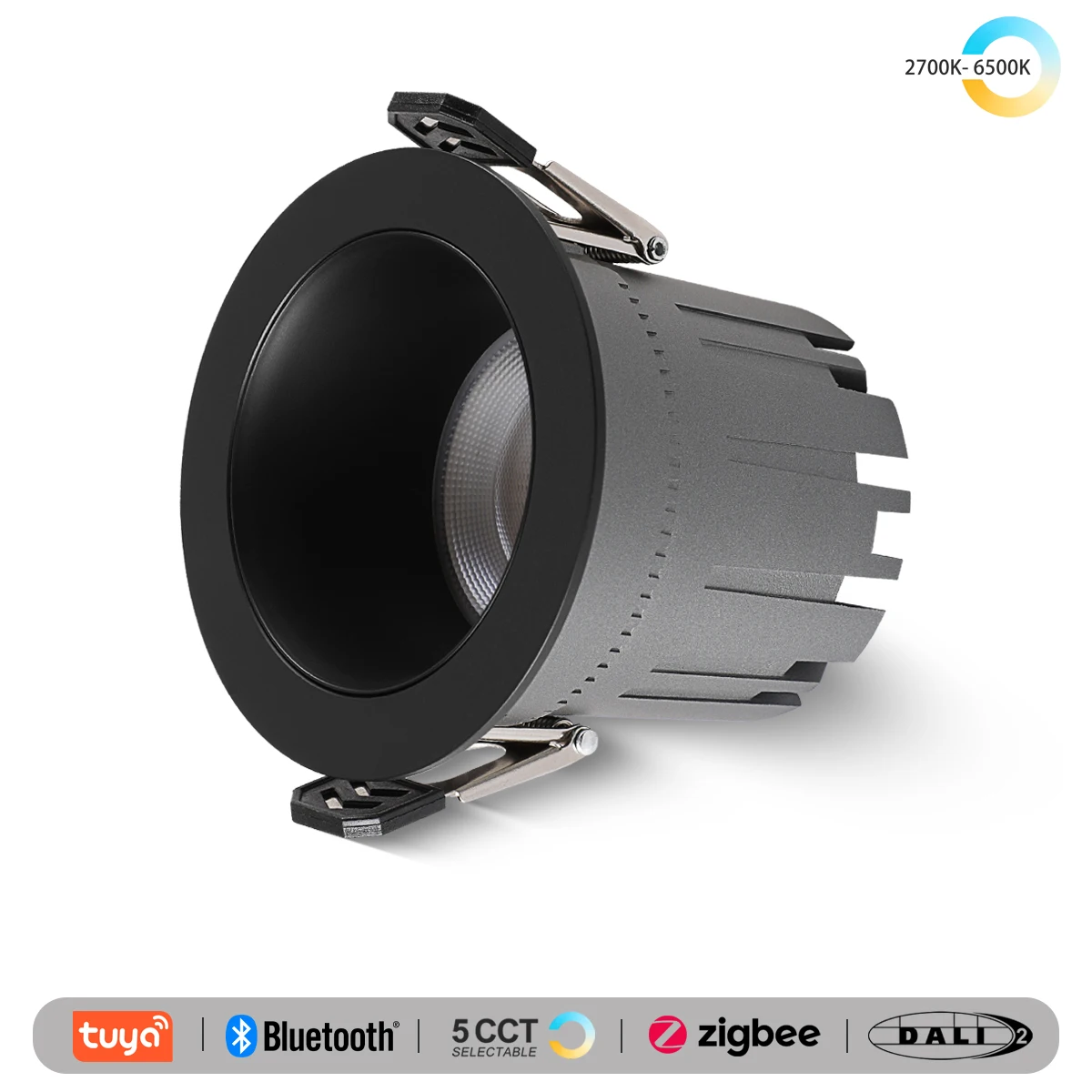 

Recessed Zigbee DALI 5 CCT Switchable Matter Tuya BLE Smart LED Spotlight Dimmable Black White Aluminum Ceiling Lamp