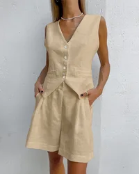 Ziper Fly-Chaleco de algodón 100% para mujer, pantalones cortos transpirables de buena calidad para oficina