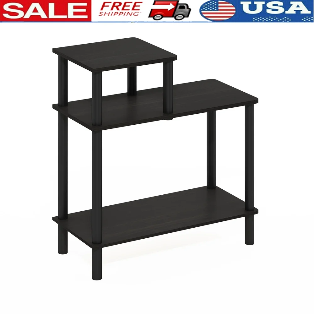 

3-Tier Rectangular Side Table with Open Shelves Easy Assembly Compact Storage Living Room Dorm Room Indoor Use