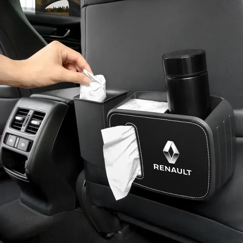 Car Seat Back Organizer Cup Holder Trash Can Storage Box Garbage Bag For Renault QM6 4 5 Kardian Rafale Espace AUSTRAL Kangoo