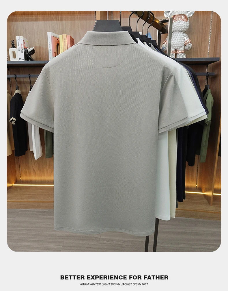 High-End-Marke Stickerei Kurzarm POLO Shirt Männer Flip Golf-Tops Sommer Komfort Seide Baumwolle Mode Business Leisure Paul T-Shirt – Detail 8