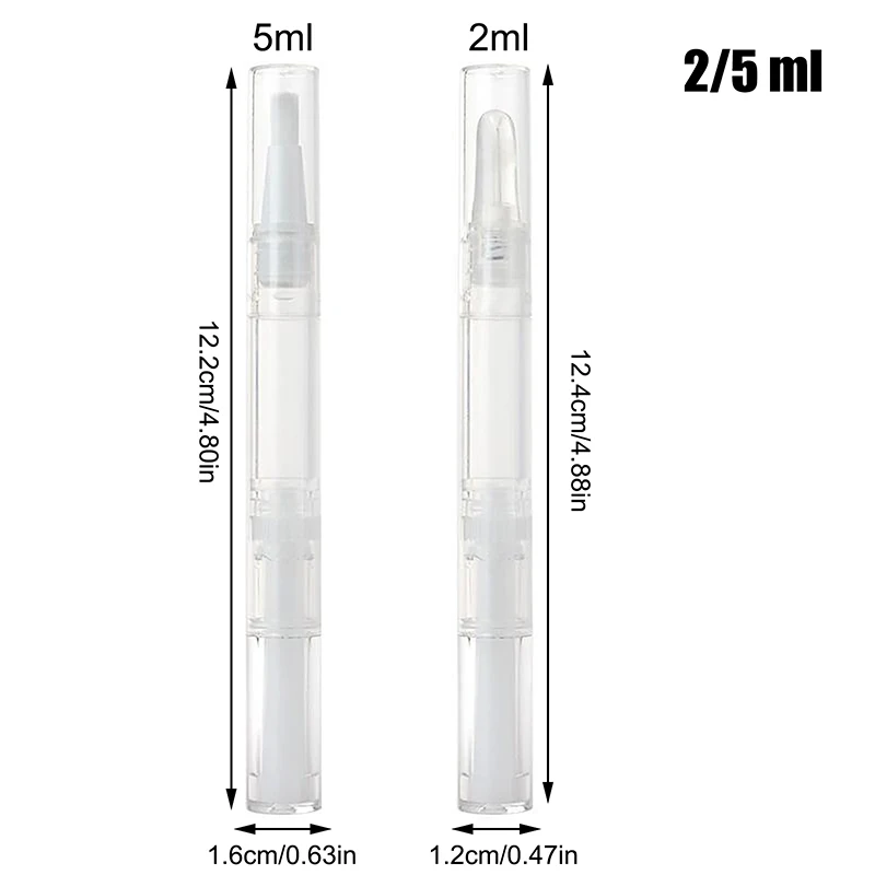 회전 포장 진공 펜, 투명 트위스트 펜, 빈 네일 오일 펜, 여행용 화장품 용기, 2 ml, 5ml