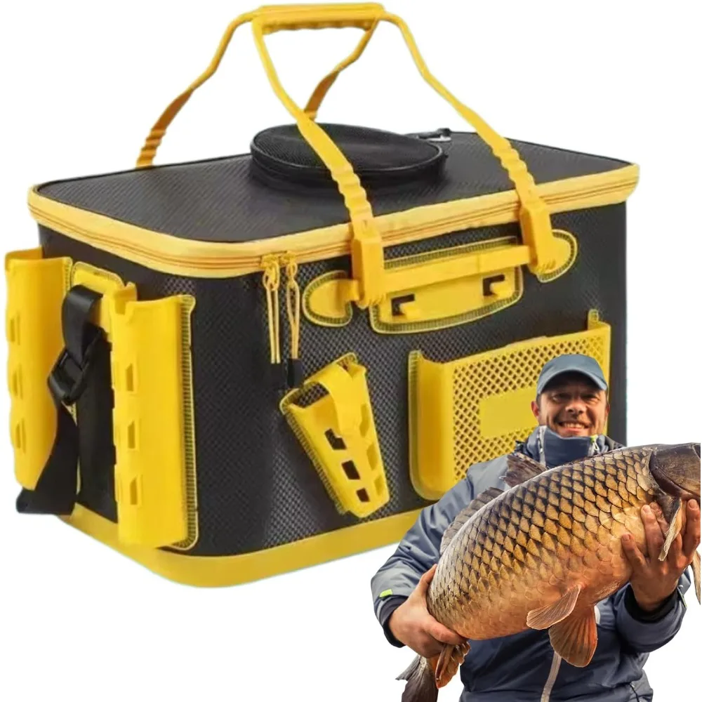 

Fishing Bucket Foldable Fish Bucket Live Fish Container Multi-Functional Live Fish Bait Bucket Outdoor Camping EVA Fishing Bag