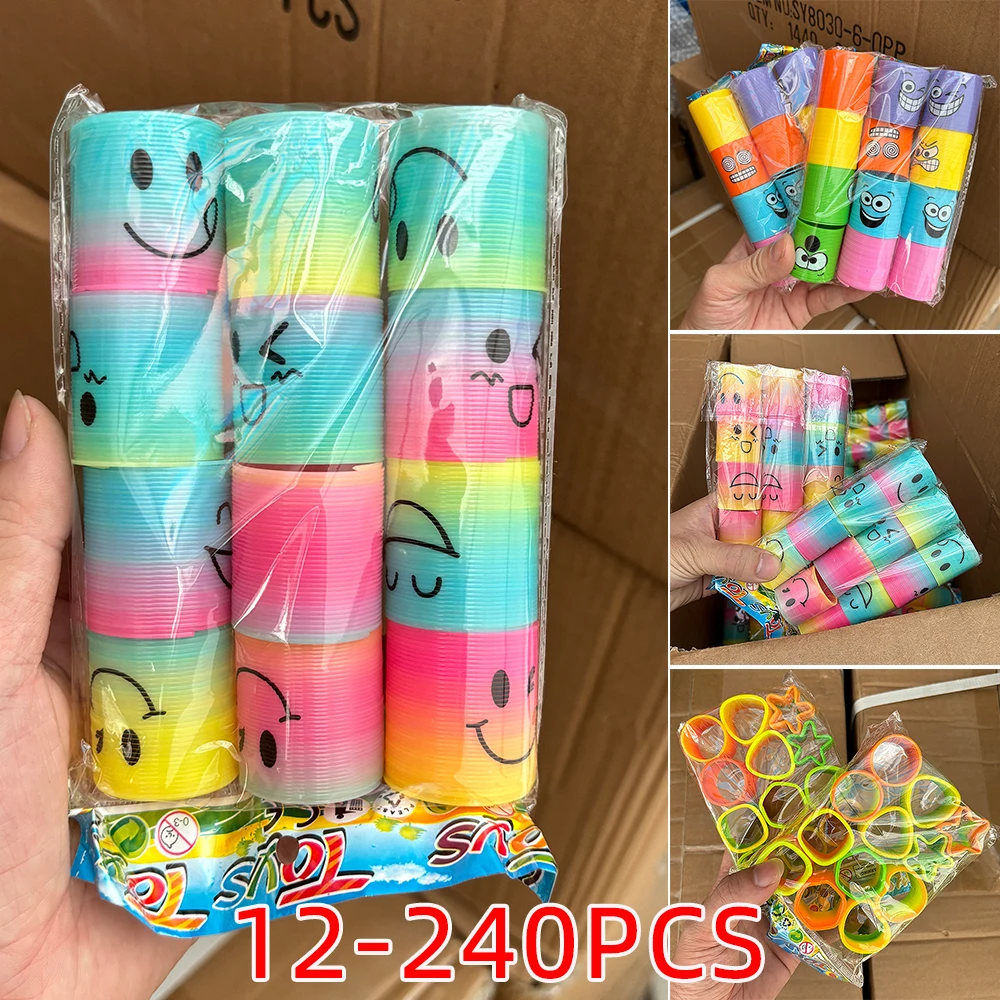 12/240pcs Mini Rainbow Magic Springs Toys Children Birthday Party Favor Giveaway Gifts Souvenir Kindergarten Guest Pinata Filler