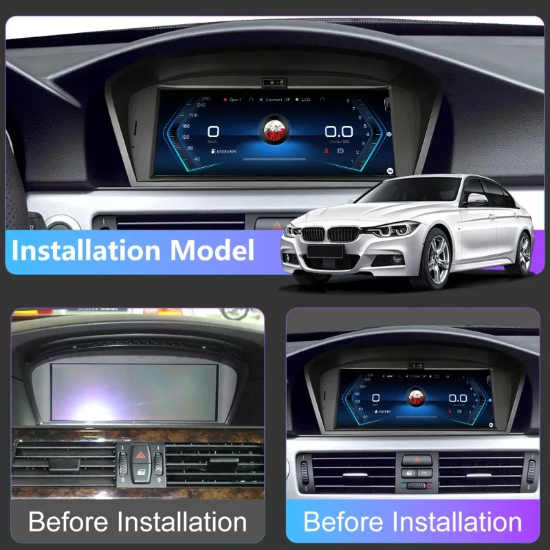 CarPlay Android 14 Car Radio, for BMW 3/5 Series E60, E61, E63, E90, E91, E92, E93 CCC Multimedia Player GPS Navigation 4+64GB