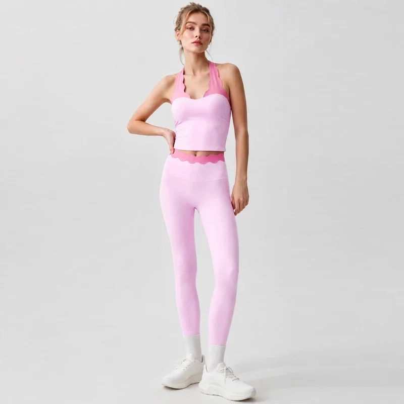 sexy halter top 2 Pieces Sportswear Women Yoga Set Sportswear Yoga Suits Fitness Tracksuits Sports Bra Gym High Waist Leggings
