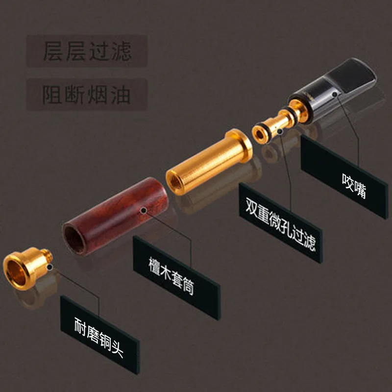 High-End Ebenholz halter zirkulierende wasch bare Zigaretten spitze Filter Raucher Set