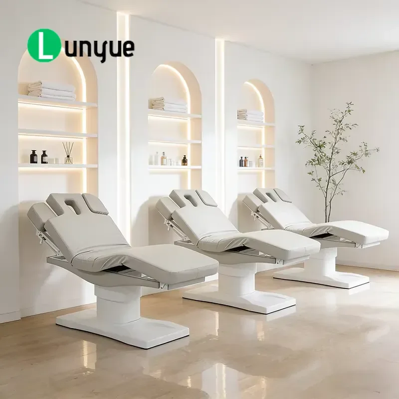 Modern White 3 Motor Electric Massage Bed Luxury Cosmetologist Furniture for Eyelash Treatment Beauty Spa