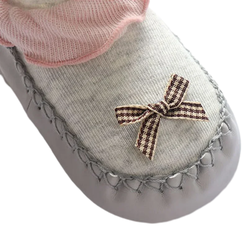 New Bowknot Toddler Shoes Cute PU Leather Edged Soft Sole Baby Shoes Princess Style Non-slip Newborn Floor Socks 6-18 Months