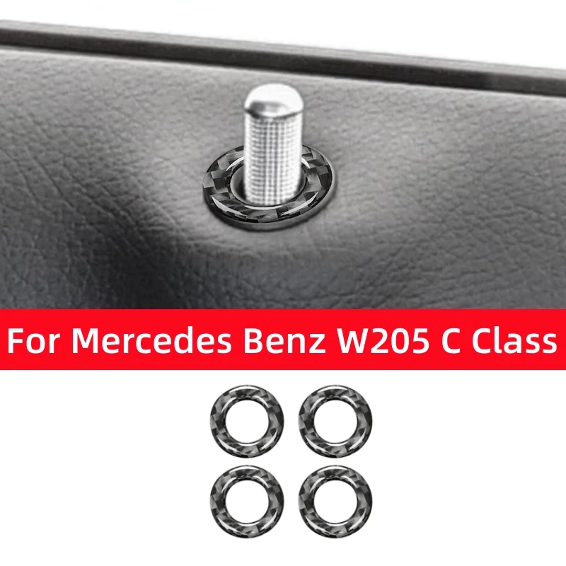 

For Mercedes Benz C GLC Class W205 C180 C200 C300 Carbon Fiber Auto Door Lock Decorative Ring Trim Cover Sticker Car Accessories