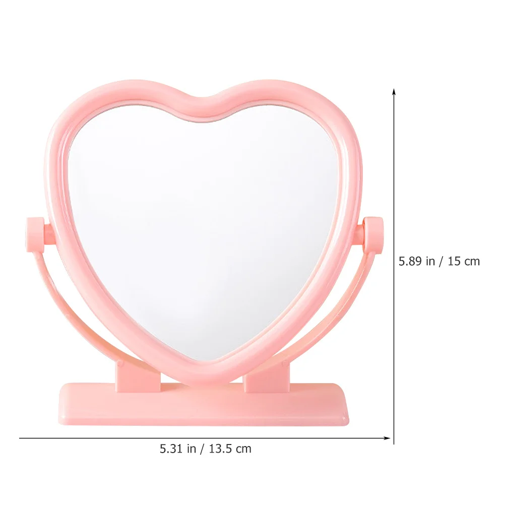 Heart Shaped Double-Sided Tabletop Mirror Compact Portable Desk Mirror for Bedroom Decor