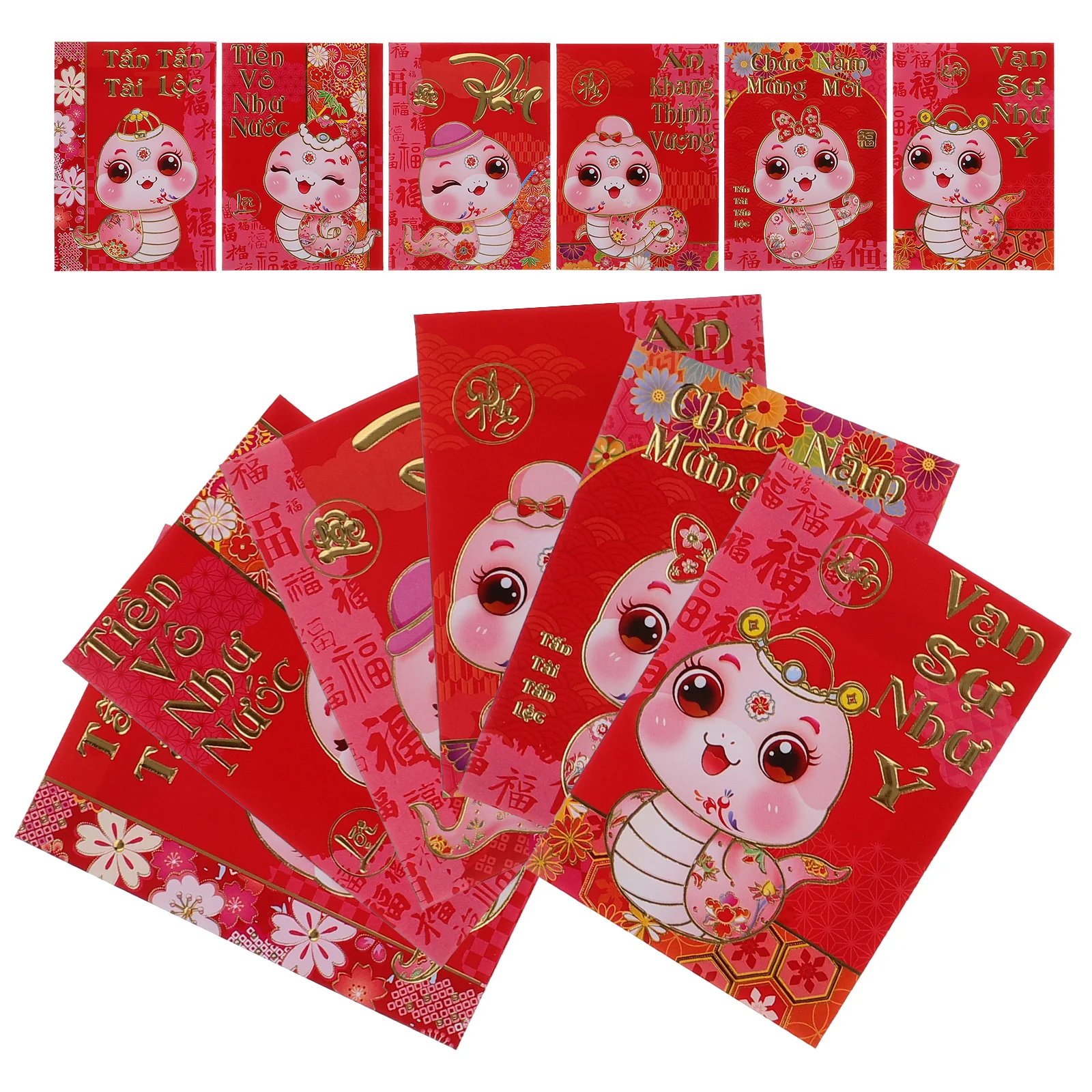

36pcs Vietnamese Red Envelopes 2025 Snake Lucky Money Pockets Spring Festival Decorations Chinese New Year Hongbao