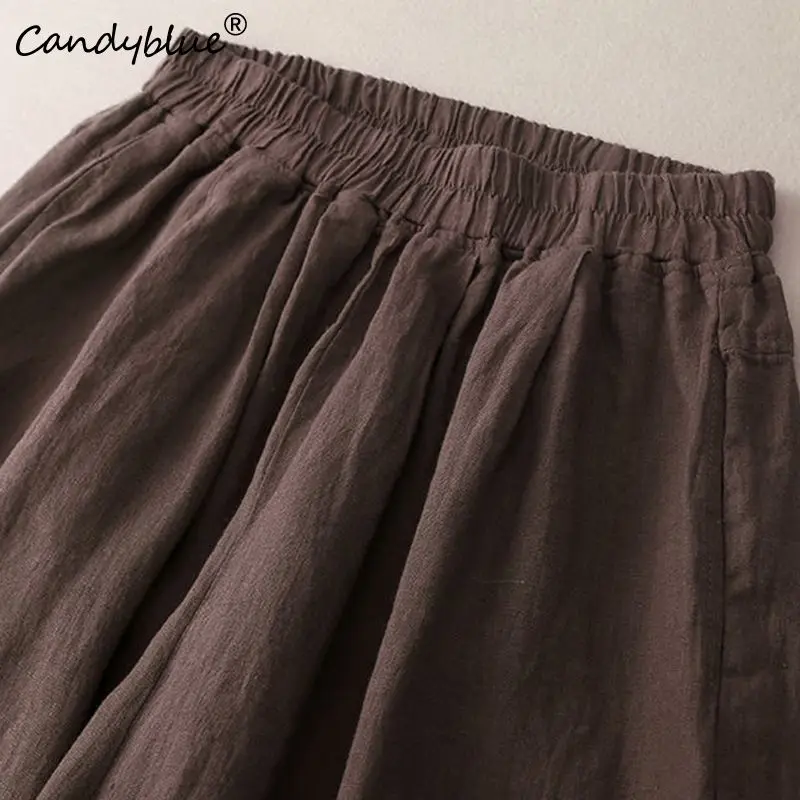 Pantaloncini verdi estate donna nuovi pantaloni Vintage larghi a cinque quarti moda Casual versatilità pantaloncini dritti pantaloni femminili