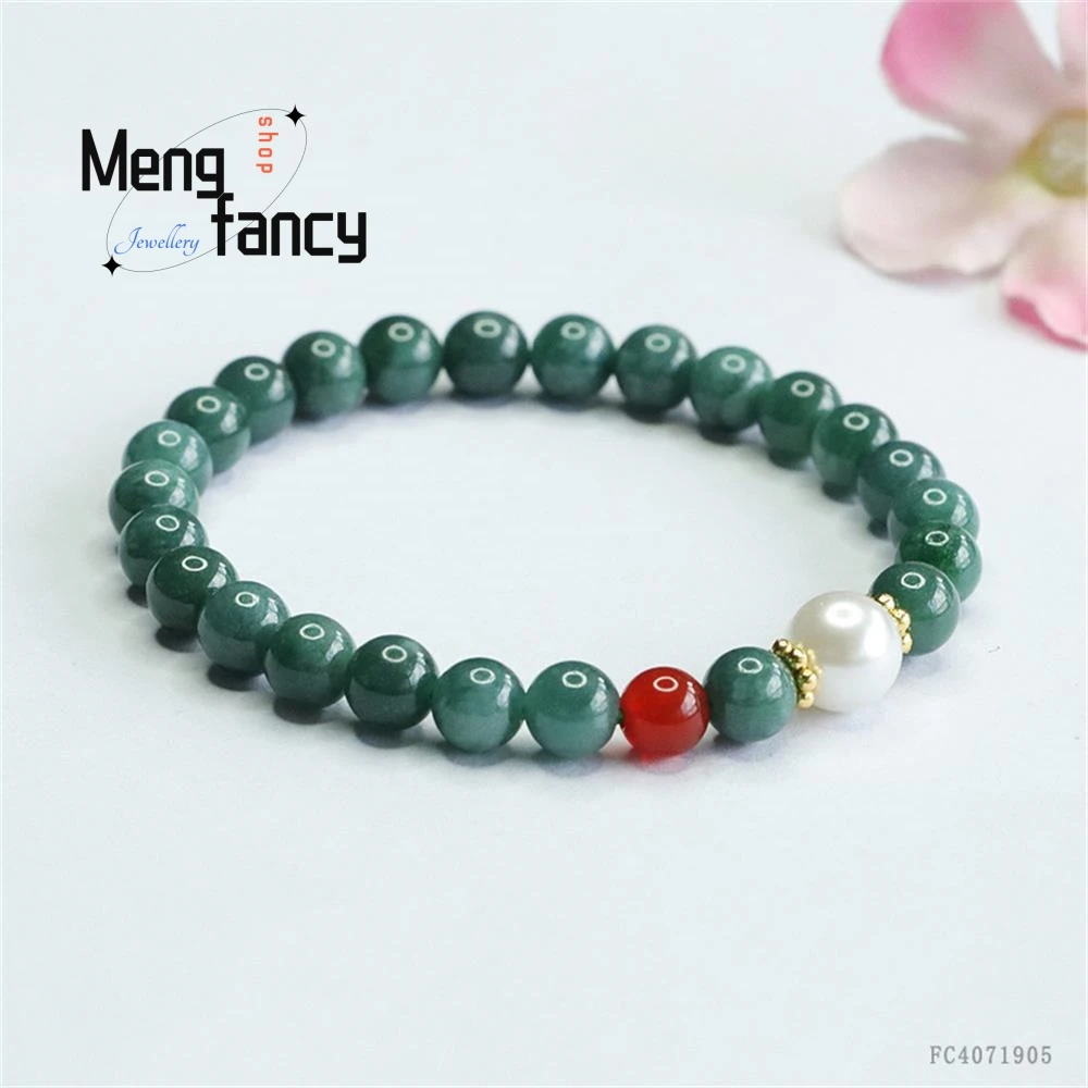 Natural A-goods Jadeite Exquisite Elegant Simple High-grade Bracelet Blue Water Jadeite Bracelet Luxury Quality Fashion Jewelry
