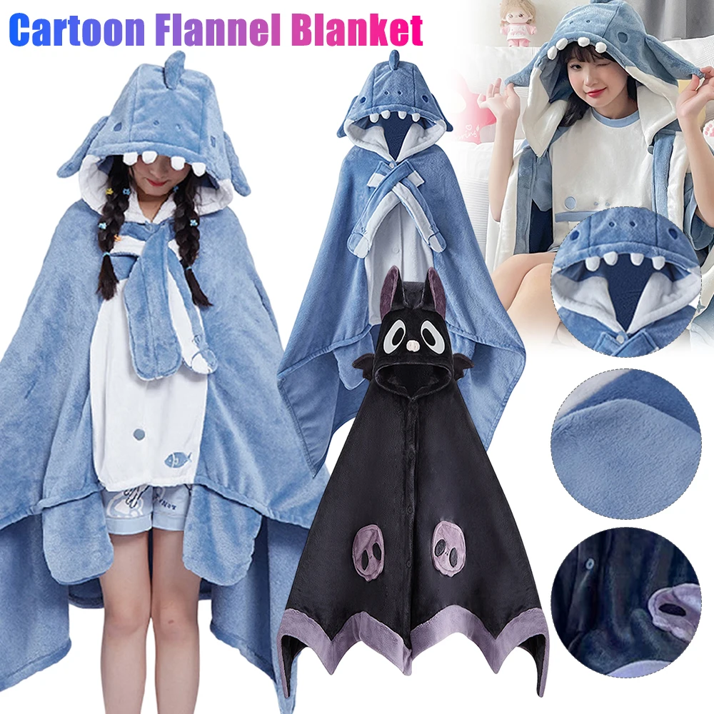 

Shark Blanket Bat Cosplay Costumes Cartoon Air Conditioning Blanket Flannel Hooded Pajamas Onesie For Halloween Christmas Party