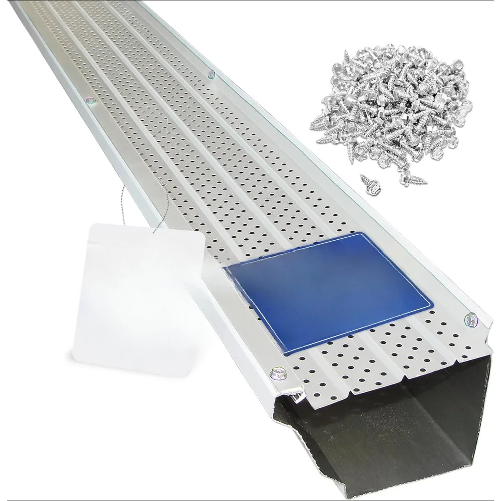 Premium 50-Year Gutter Cover System - White - 5 Inch Aluminum Gutter Guards, 204 Feet  ‎47 x 8 x 6 inches 10 pounds