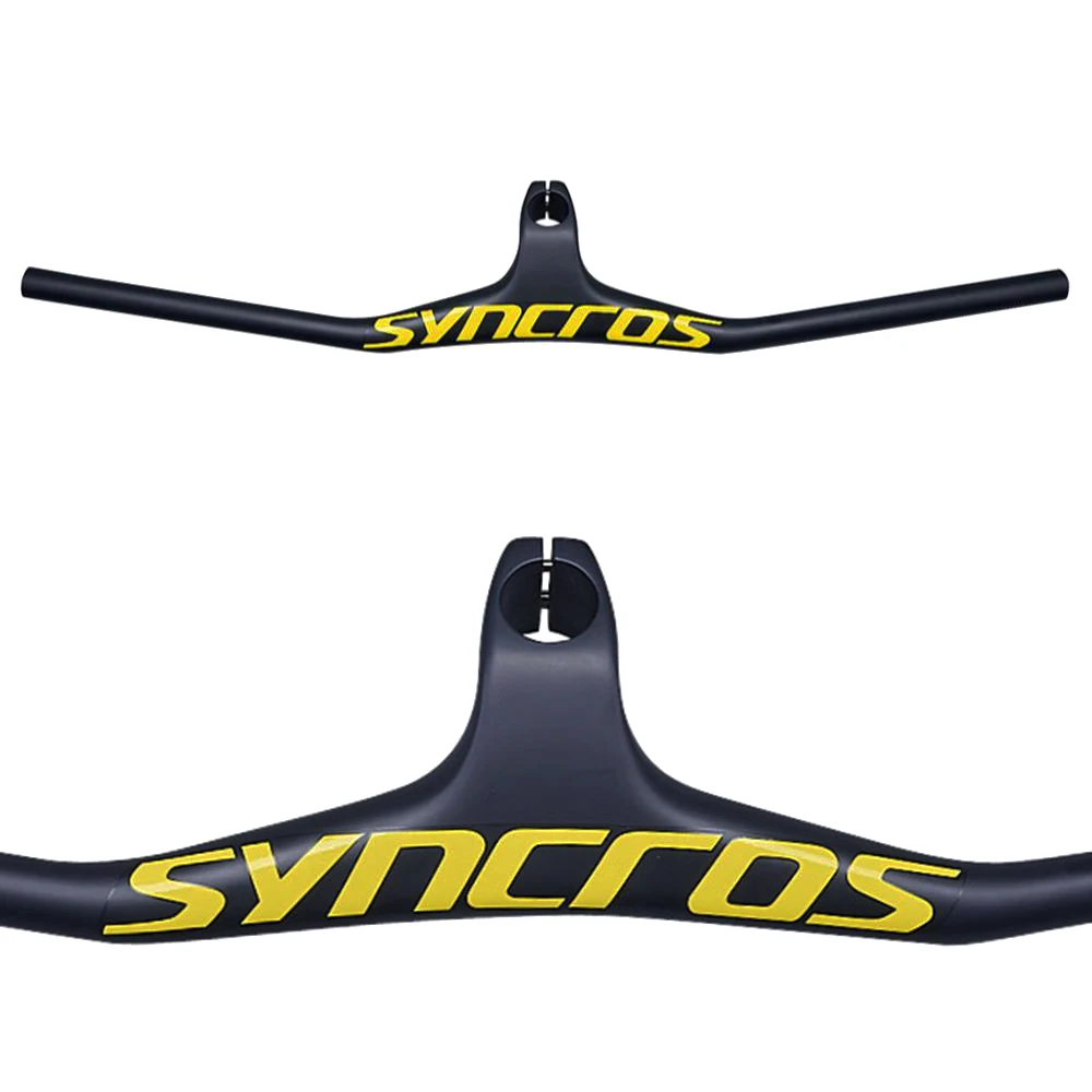 

Syncros Mountain Bike Integrated Handlebar Carbon Fiber Bike One-shaped Handlebar With Stem 660-800mm*70/80/90/100mm -17 Degrees