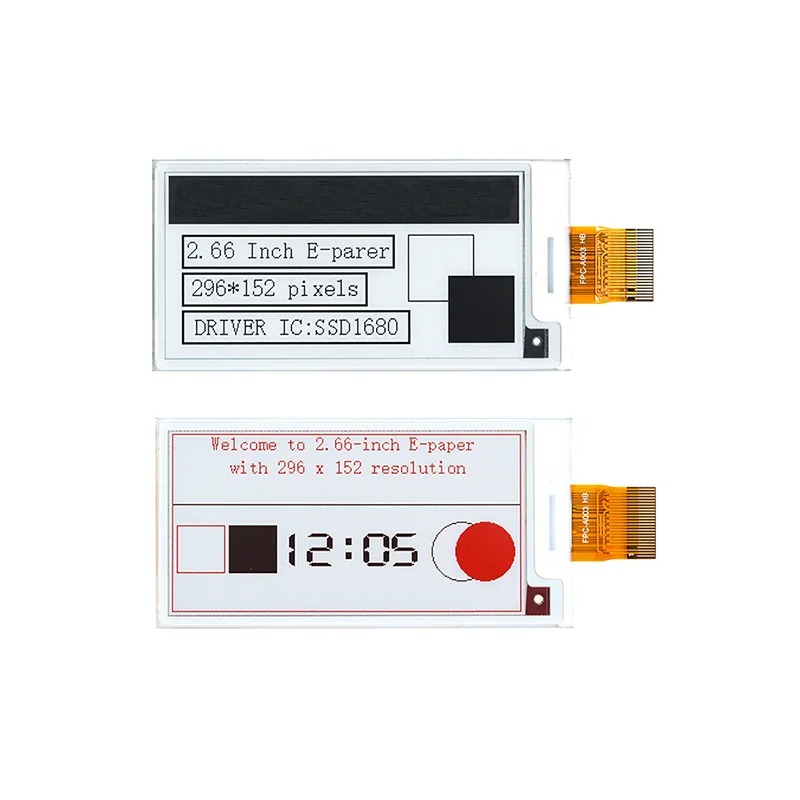 2.66 inch Electronic Paper Ink Screen 152*296 Resolution SSD1680 Driver Black And White EPD E-Paper Display Ink Screen 24Pin