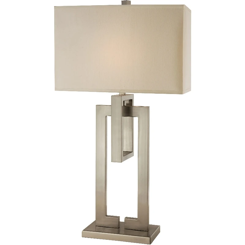Geometric Light Emitting Diode Desk Lamp Office and Bedroom Lamp with Ivory Stone Lamp Shade Battery Powered