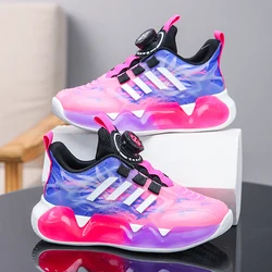 Zapatillas deportivas con plataforma para niña y mujer, zapatos informales de diseño a la moda, color rosa y morado, 2024