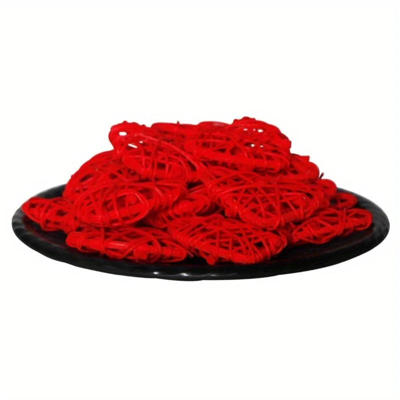 20pcs Heart Shaped Rattan Ball Decoration Valentine's Day Home Decoration DIY Filling Decoration Wedding Table Decoration (red)