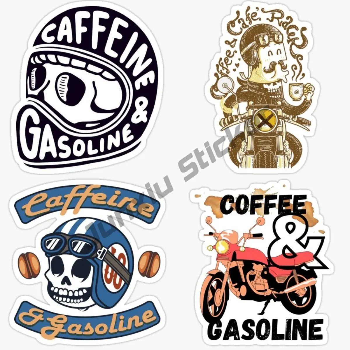 

Caffeine And Gasoline Stickers for Luggage Background Funny Decorations Bumper Decor Laptop Window Sunshade JDM Car Accessories