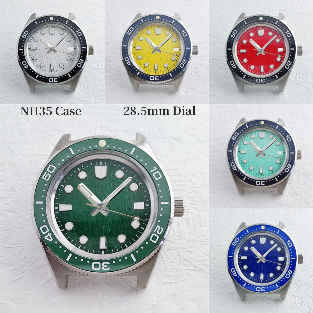 NH35 41MM Dome Sapphire Glass Case Custom Logo Green Luminous Dial Hands High Quality Men's Watch Parts for NH35/NH36 Movement