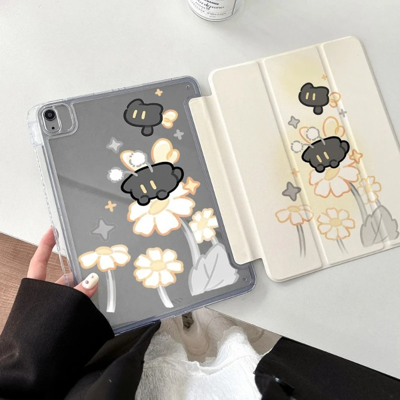 Honey Catching Kitten 3+Y Fold Tablet Case for Xiaomi Pad 5/5Pro 6/6Pro 11 Inch Xiaomi Pad 7/7Pro 8/8Pro 11.2 Redmi Pad SE 11