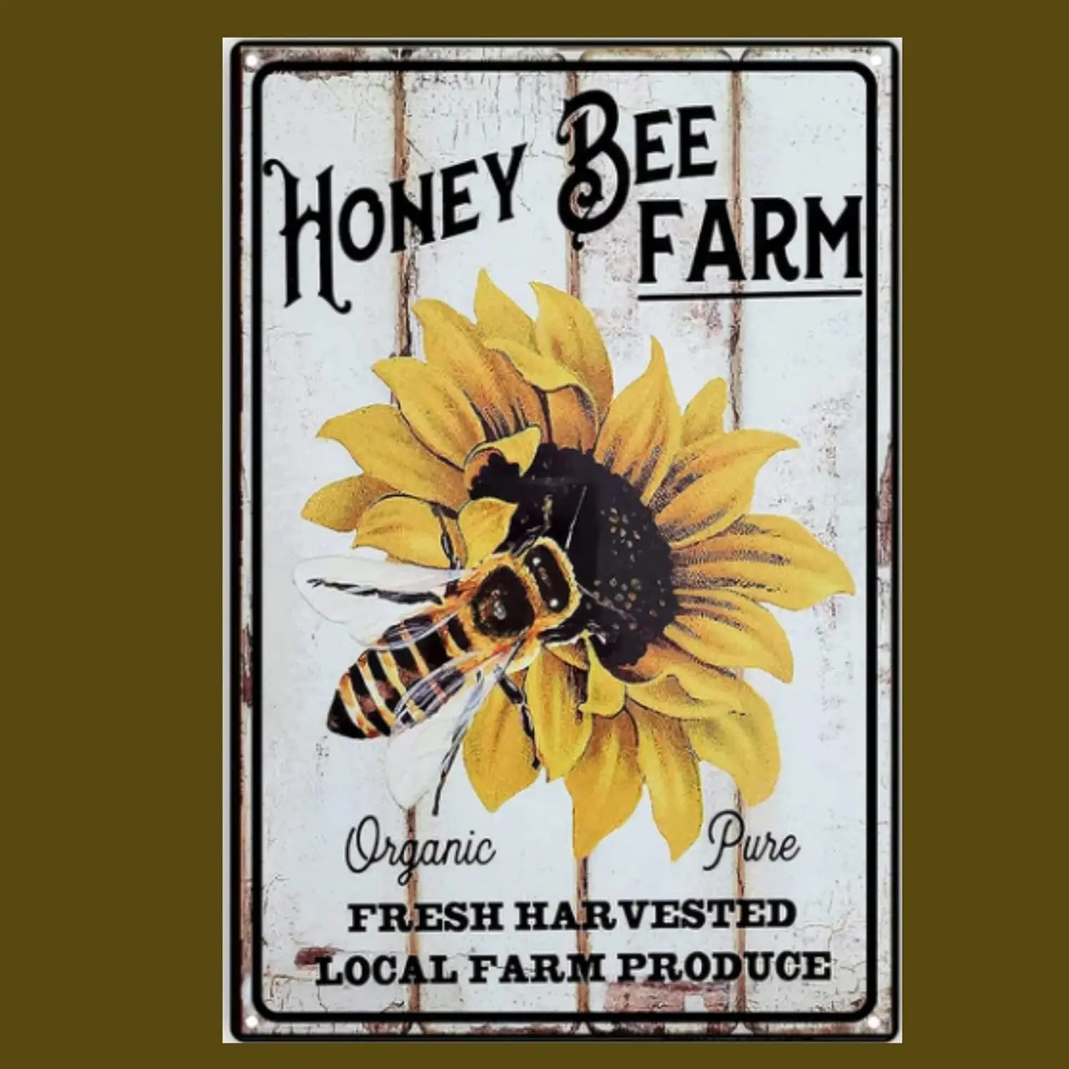 EYSL Honey Bee Farm Harvested Local Farm Produce Sign Funny Metal Novelty Sign Metal Retro Wall Decor -aluminum sign