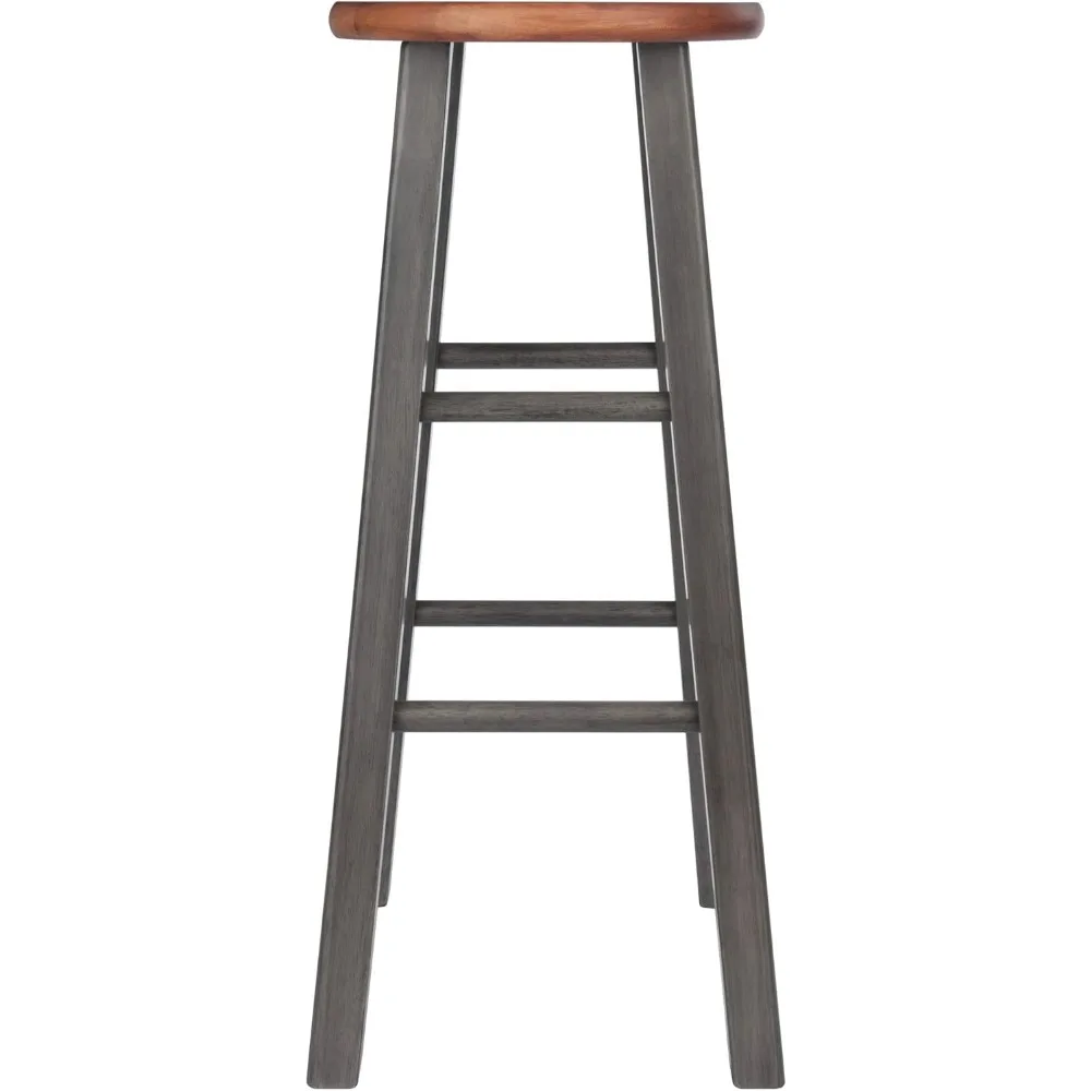 Banco de bar Wood Ivy, cinza rústico e teca, 29"