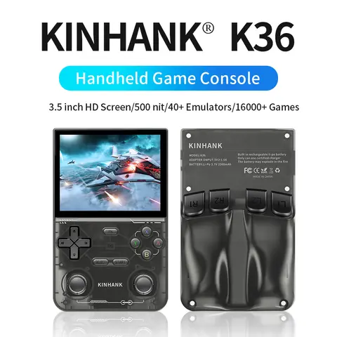 KINHANK Open Source K36 Handheld Game Console 16000 Games Emulator for PS1/PSP/DC/N64/SS 500nit 3.5 Inch IPS Screen