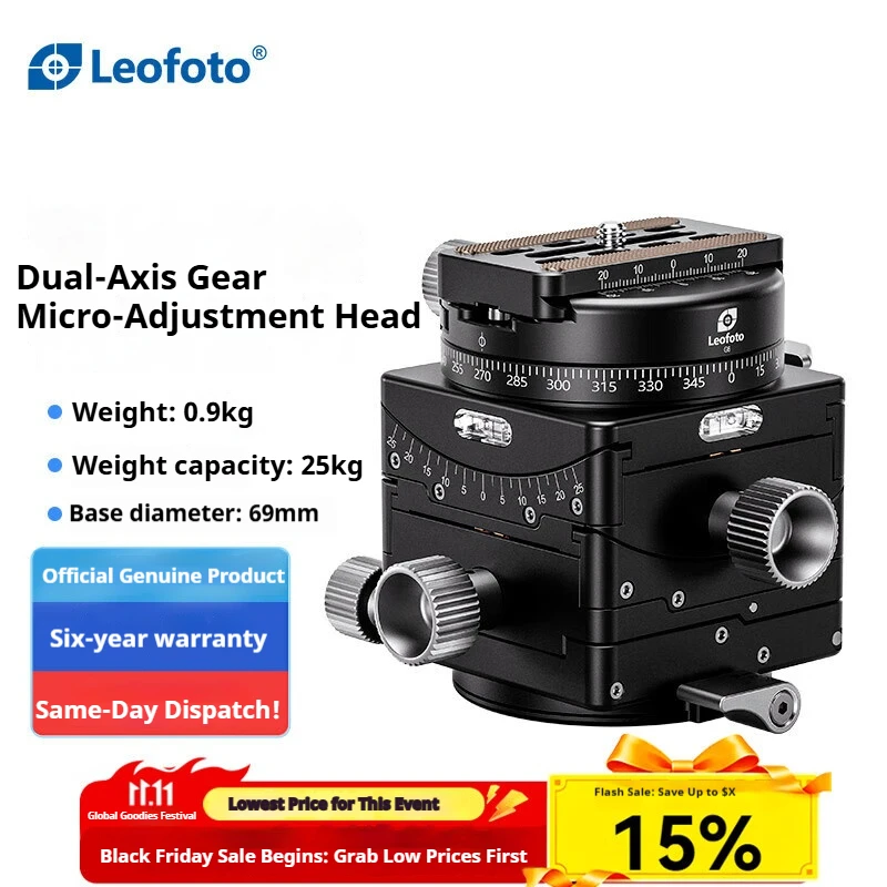 

Leofoto G6 Square 3D Gear Head for 4×5 and 8×10 Large Format Camera Static Fine-Tuning Head