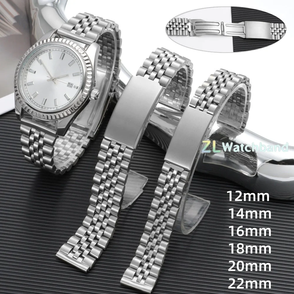 Stainless Steel Watch Strap 12mm 14mm 16mm 18mm 20mm 22mm Bracelet for Seiko for Rolex Watchband Universal Men Women Sports Belt