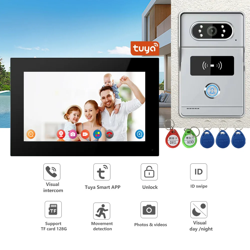 2mp 1080p tuya app ir visão noturna detecção de movimento wi fi ip campainha 4 com fio vídeo porta telefone câmera visual olho mágico visualizador