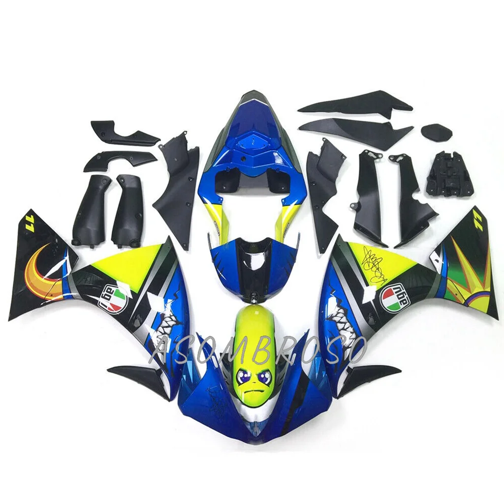 Blue Yellow Shark Bodywork  for Yamaha YZF-R1 2009 2010 2011 2012 YZFR1 ZXMT Injection Plastic Fairings 09 10 11 12 Fairing Kit