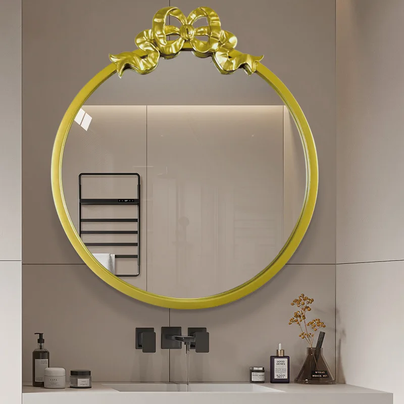 

Round frame butterfly beauty mirror Nordic style round mirror, wall-mounted makeup round mirror room bathroom makeup mirror