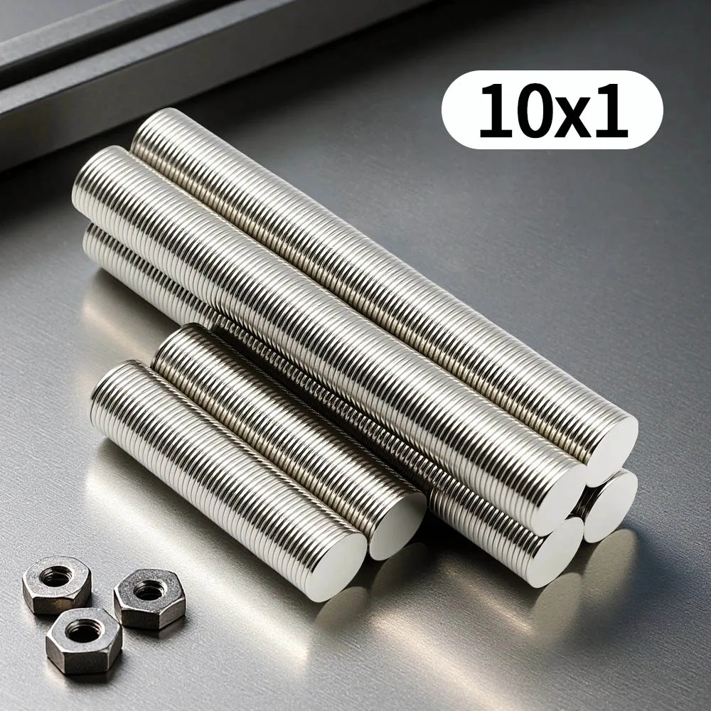 Weather Resistant Magnetic Alloy Neodymium Magnet Disc 10x1mm Long Lasting Magnetism Corrosion Resistant for Workshop Use