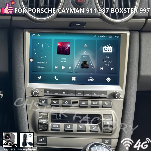 CHSTEK OEM Autoradio Carplay für Porsche Cayman 911 987 Boxster 997 Android Multimedia Bluetooth Wireless Navigation Bildschirm 4G