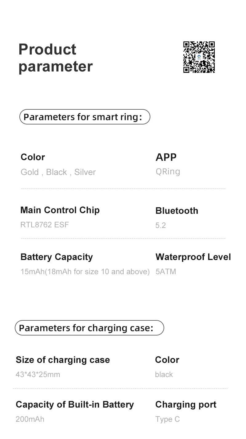 R09 Smart Ring Männer Frauen mit Lade Fall Herzfrequenz Blut Sauerstoff 5ATM Wasserdicht SmartRing Für Xiaomi Samsung Android IOS – Detail 14