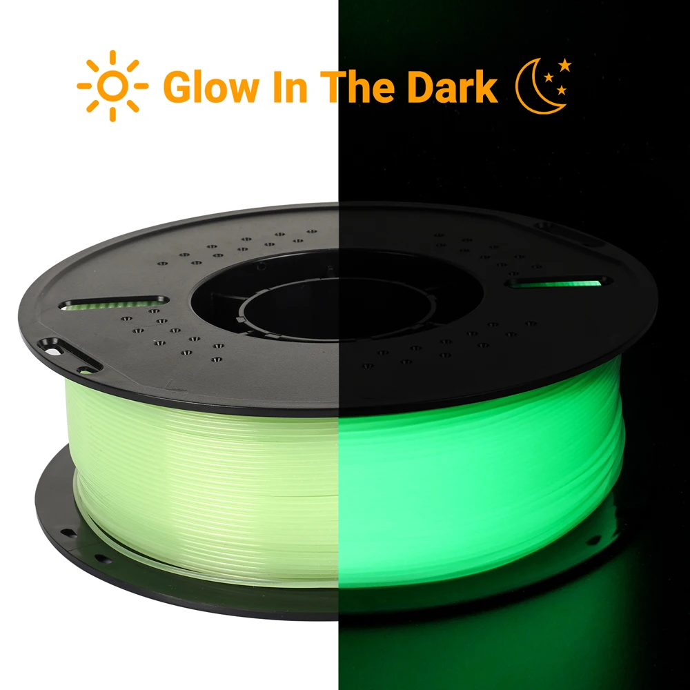 KINGROON Glow PLA Filament 1,75mm 1kg 2kg, grün-blaues, im Dunkeln leuchtendes 3D-Drucker-Filament, leuchtendes Farbwechsel-PLA-Plastik, am besten geeignet für UV-Lampen, passend für die meisten FDM-3D-Drucker, 1KG Spule (2,2Lbs), dieses Filament absorbiert Licht und gibt ein wunderschönes Licht ab. – Detail 3
