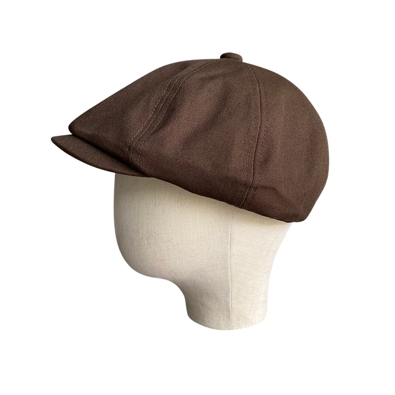 Vintage Cotton Men's Classic Newsboy Gatsby Hat Coffee ,Black Color  Octagonal  Beret Hat Unisex Hunting Cap Boyfriend Gifts