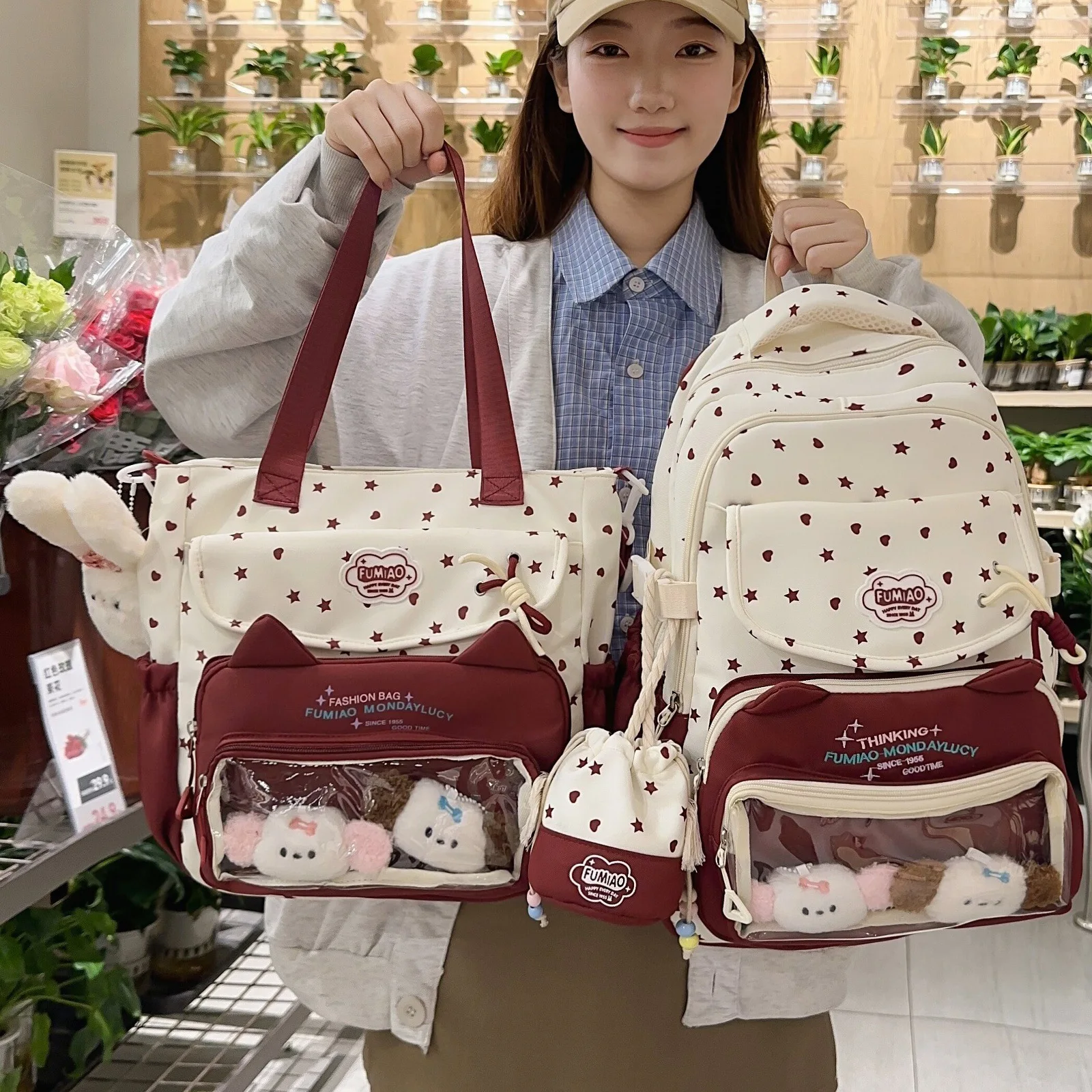 New Girl School Bag Set of 3pcs Leisure Mochila Escolar Pencil Case Art Bag Student Shoulder Backpack Water Proof Large Capacity