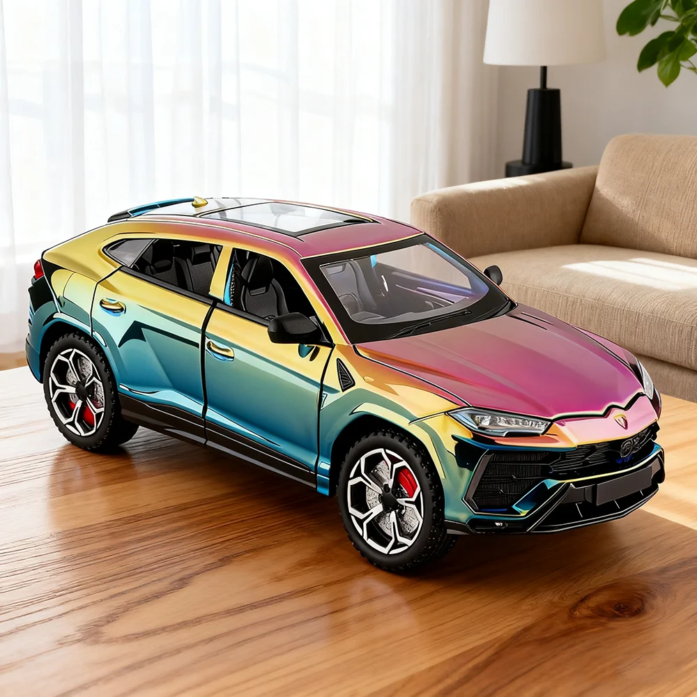 

1:24 Lambor URUS Модель игрушки, литой под давлением сплав, автомобильные двери, открытый звук, свет, отказов, амортизирующий автомобиль, детский рождественский подарок