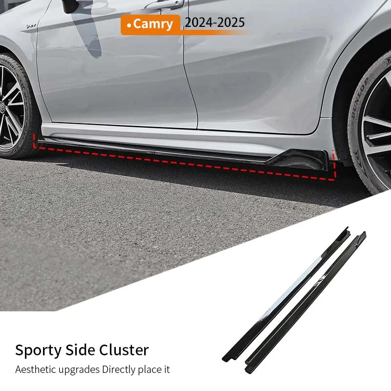 

Для Toyota Camry SE XSE 2024-2025 расширения боковых юбок, совместимый седан, глянцевый черный с красной линией, рокерная панель, разделитель губ