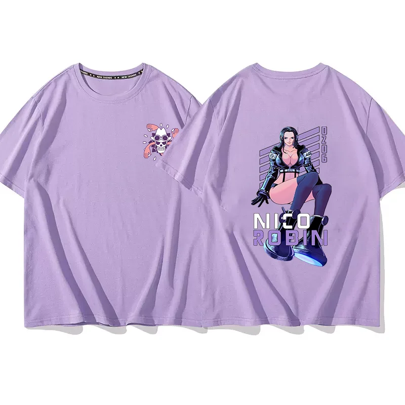 Anime ONE PIECE T-shirt Nico Robin Printed T-shirt Leisure Sports Street Men's and Women's T-shirt